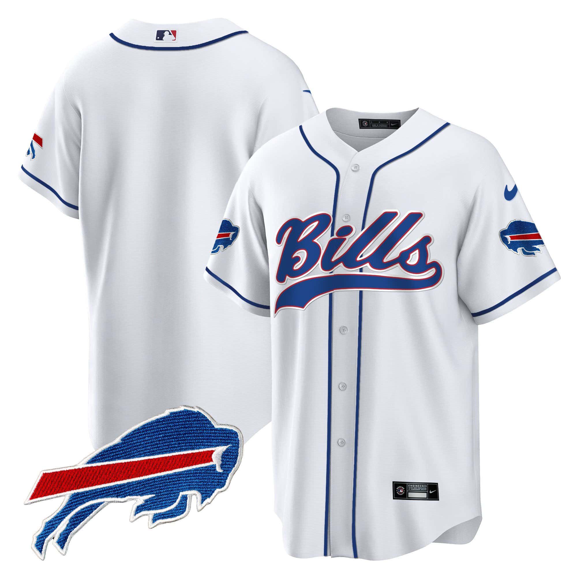 Men Buffalo Bills Blank White 2024 Nike Baseball Game NFL Jersey